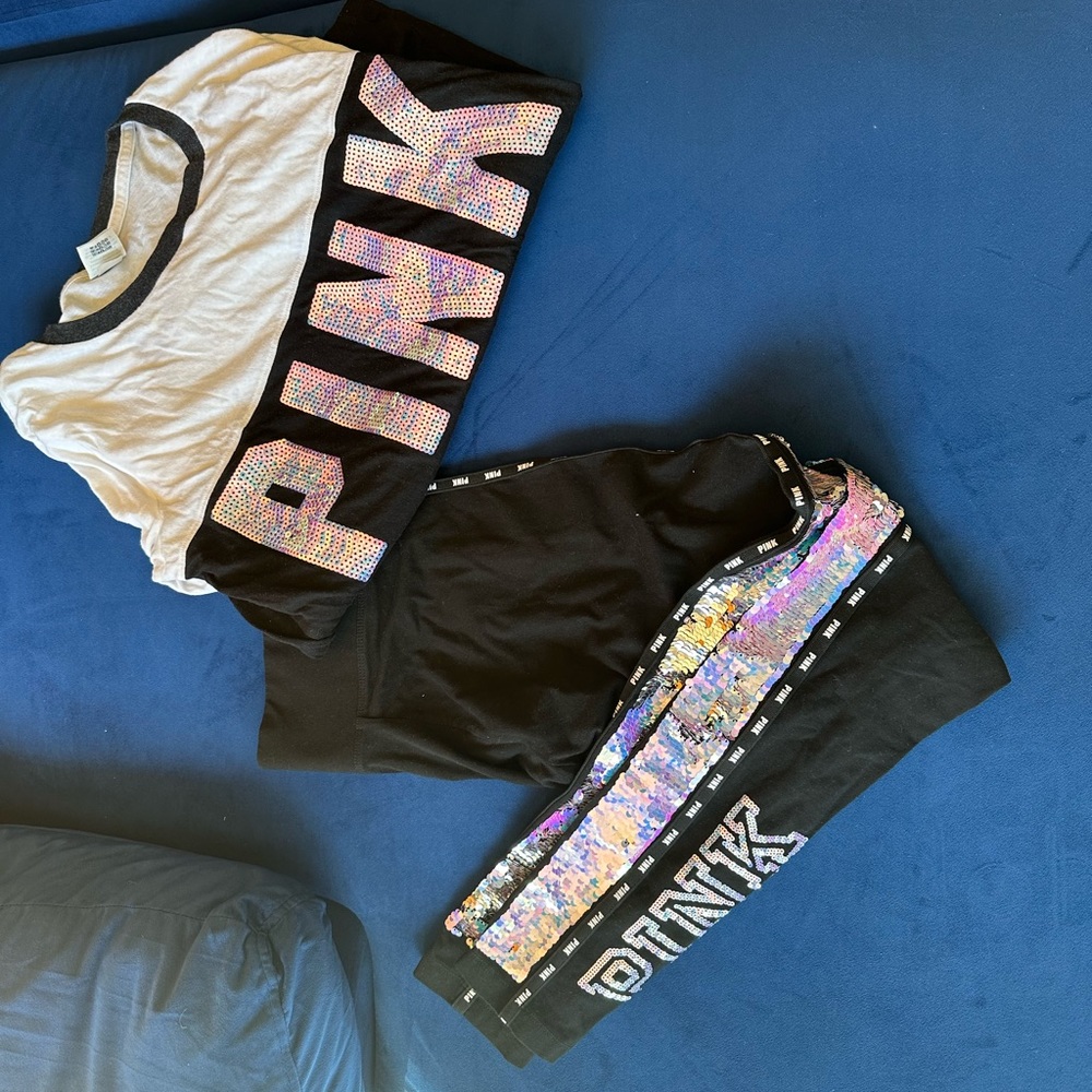 Sequin PINK Victorias Secret lounge set